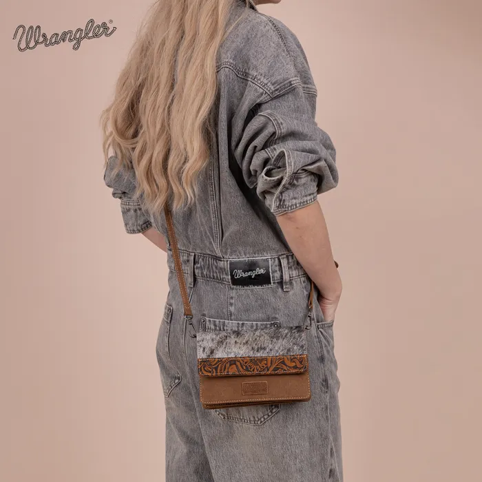 Earrings Wrangler Genuine HairOn Cowhide WalletCrossbody Brown MONTANA WEST