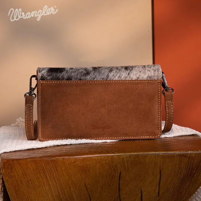 Earrings Wrangler Genuine HairOn Cowhide WalletCrossbody Brown MONTANA WEST