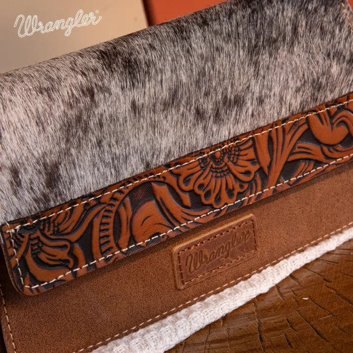 Earrings Wrangler Genuine HairOn Cowhide WalletCrossbody Brown MONTANA WEST