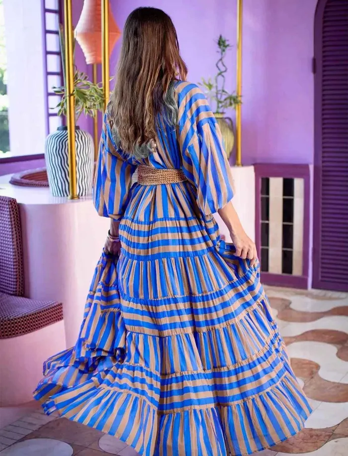 ELLA WOMEN BOHEMIAN MAXI DRESS STRIPE Erika Pea Earrings