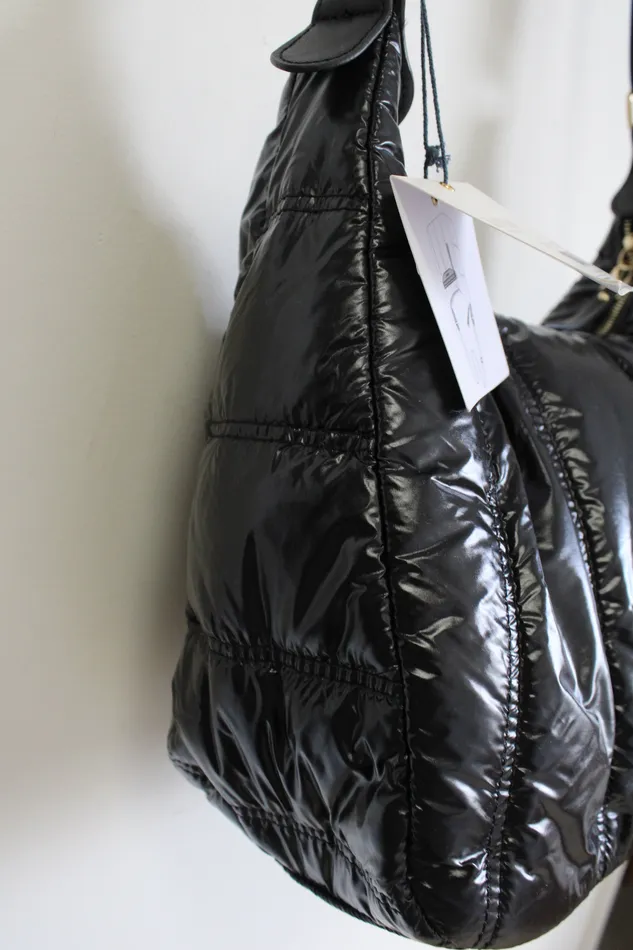 Ellen Tracy NEW Ellen Tracy Black Puffer Quilted Nylon Bag Rings
