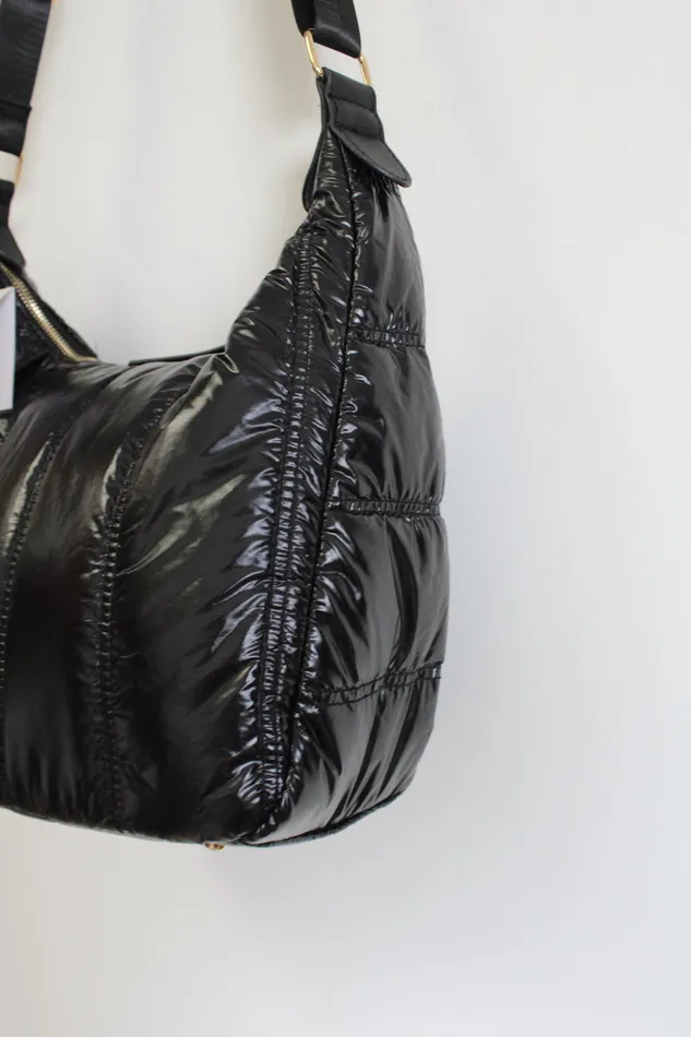 Ellen Tracy NEW Ellen Tracy Black Puffer Quilted Nylon Bag Rings