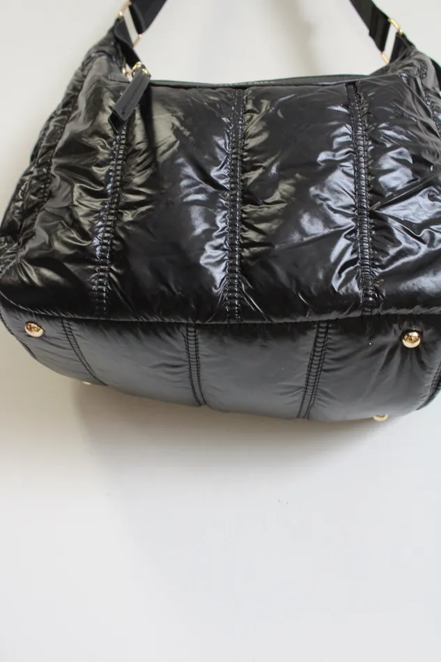 Ellen Tracy NEW Ellen Tracy Black Puffer Quilted Nylon Bag Rings