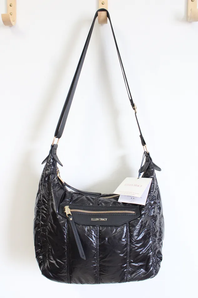 Ellen Tracy NEW Ellen Tracy Black Puffer Quilted Nylon Bag Rings