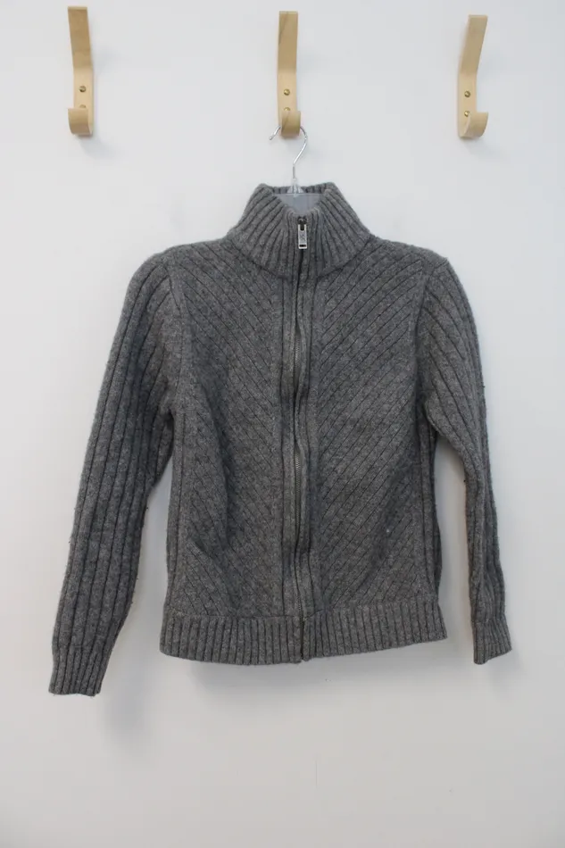 Express Rings Express Design Studio Gray Ribbed Wool Full Zip Sweater Youth M 1012