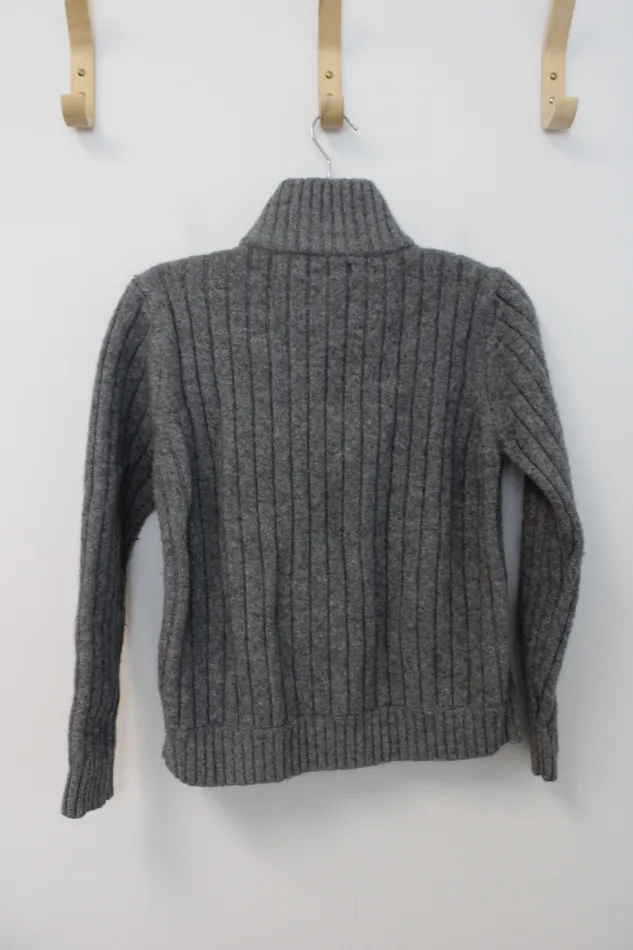 Express Rings Express Design Studio Gray Ribbed Wool Full Zip Sweater Youth M 1012