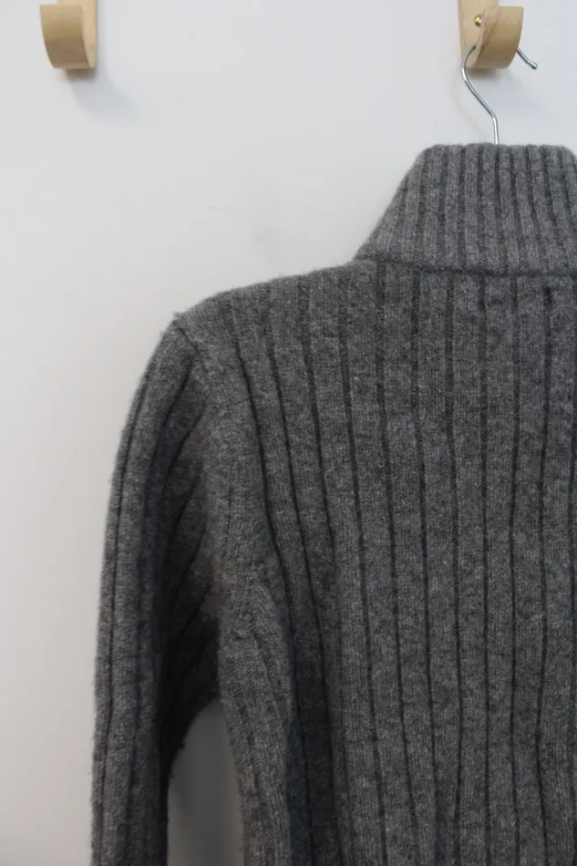Express Rings Express Design Studio Gray Ribbed Wool Full Zip Sweater Youth M 1012