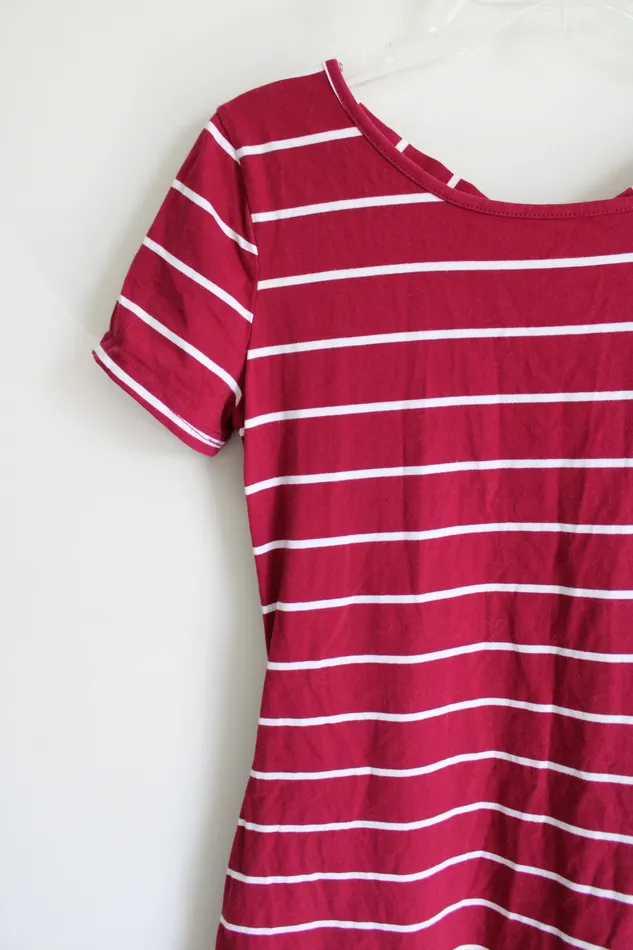 Fedger Fedger Dark Pink Striped TShirt Dress S Earrings