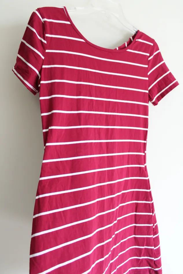 Fedger Fedger Dark Pink Striped TShirt Dress S Earrings