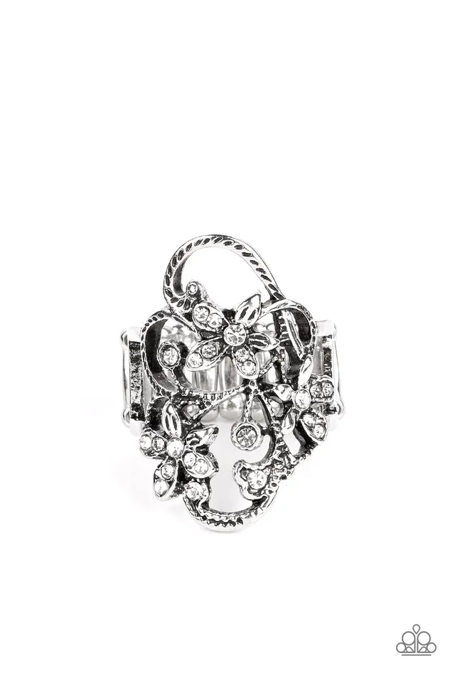 Flirtatiously Flowering White Paparazzi Accessories Rings