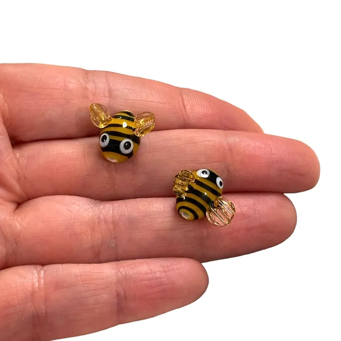 Hand Made Murano Glass Bumble Bee Charm Peppy Beads Charm Necklaces