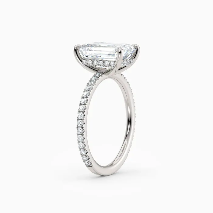 Honey Jewelry Co Willow Emerald Hidden Halo Engagement Ring with Pave Band Rings