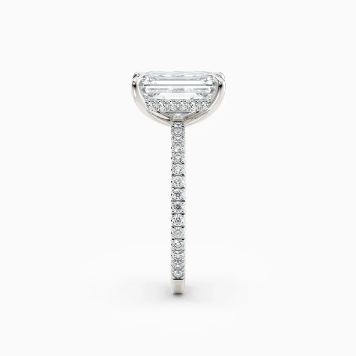Honey Jewelry Co Willow Emerald Hidden Halo Engagement Ring with Pave Band Rings