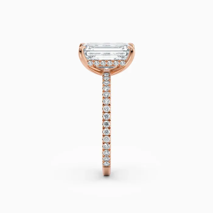 Honey Jewelry Co Willow Emerald Hidden Halo Engagement Ring with Pave Band Rings