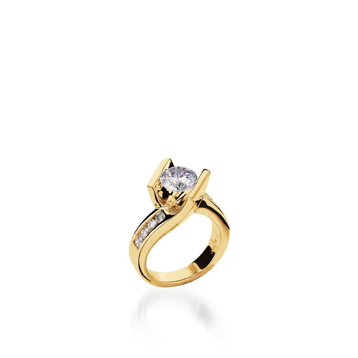 Intrigue Round Yellow Gold Engagement Ring John Atencio Rings