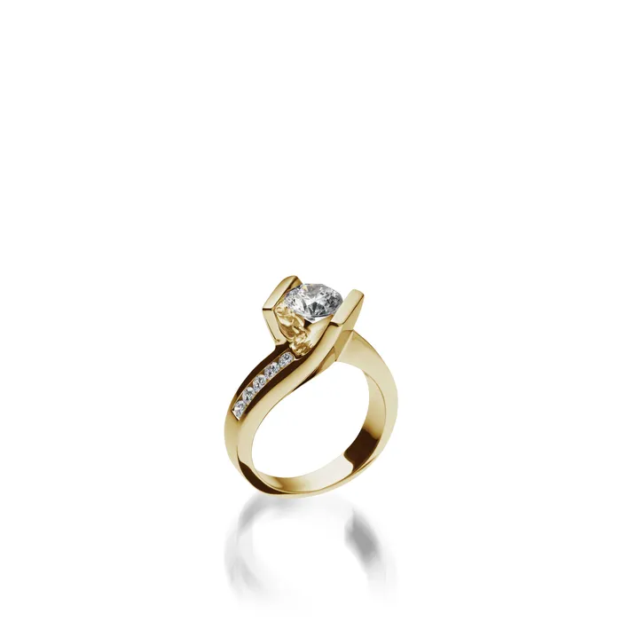 Intrigue Round Yellow Gold Engagement Ring John Atencio Rings