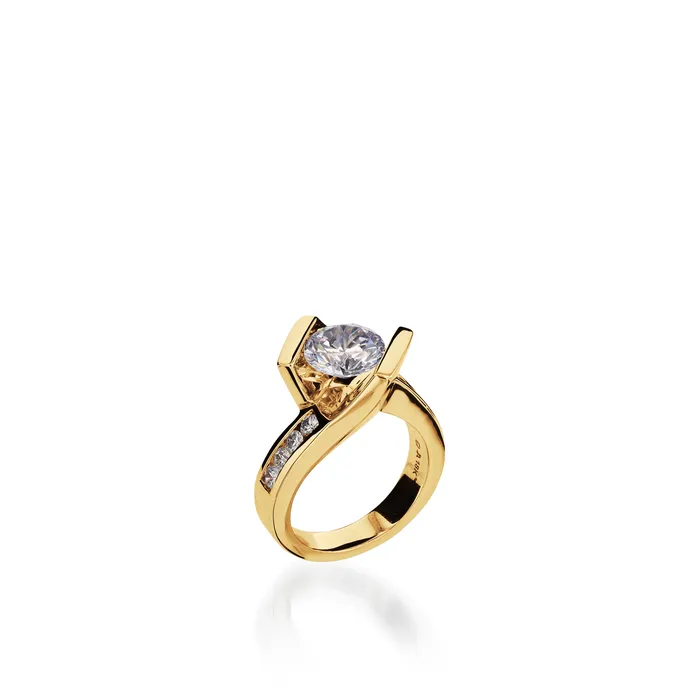 Intrigue Round Yellow Gold Engagement Ring John Atencio Rings