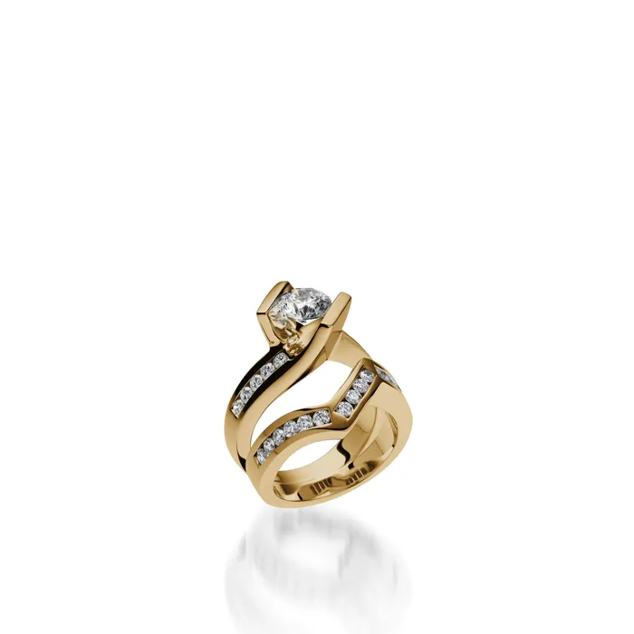 Intrigue Round Yellow Gold Engagement Ring John Atencio Rings