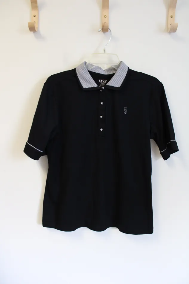 Izod Rings Izod Golf Classix Stretch Black Polo Shirt L