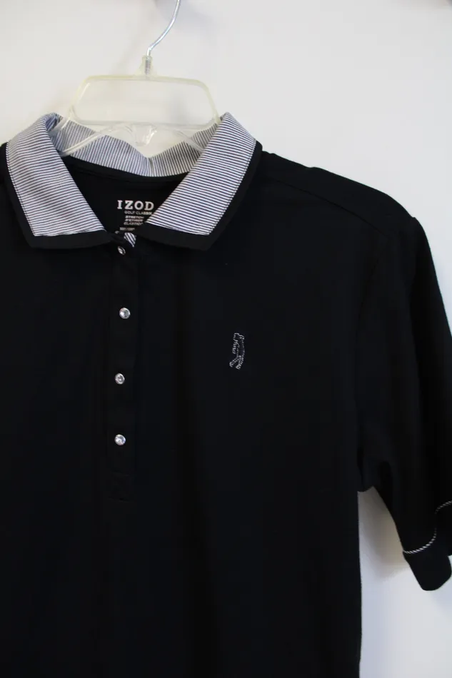 Izod Rings Izod Golf Classix Stretch Black Polo Shirt L