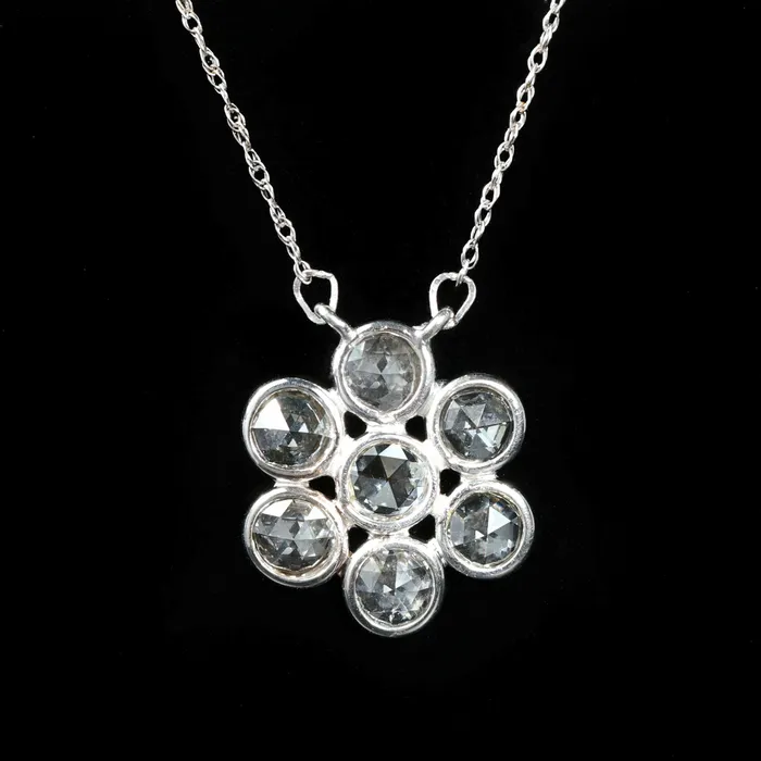 Jayme Gillette Necklaces 14k White Gold 100 CTW Rose Cut Diamond Necklace