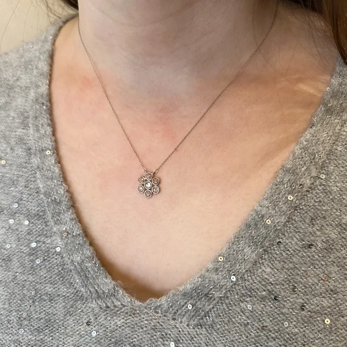 Jayme Gillette Necklaces 14k White Gold 100 CTW Rose Cut Diamond Necklace