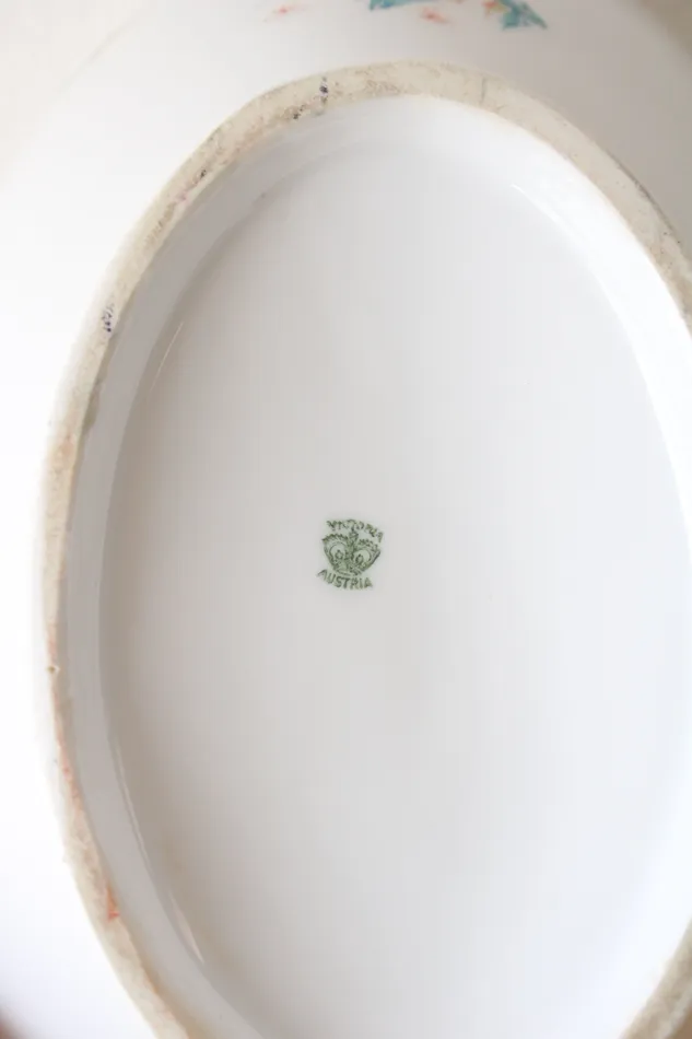 Jubilee Thrift Rings Victoria Austria Blue Floral White Serving Dish Lid