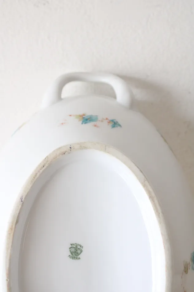 Jubilee Thrift Rings Victoria Austria Blue Floral White Serving Dish Lid