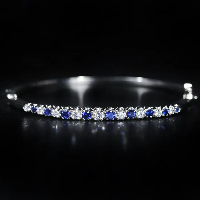 K Goldschmidt Bracelets 14k White Gold 078 Carat Sapphire and Diamond Bangle Bracelet