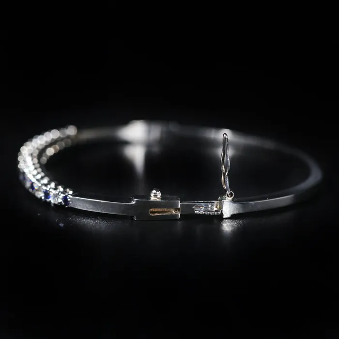 K Goldschmidt Bracelets 14k White Gold 078 Carat Sapphire and Diamond Bangle Bracelet
