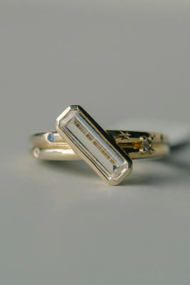 Kaleidoscope Ring 097tcw Pale Yellow EmeraldCut Sapphire readytoship Foe Dear Rings Kaleidoscope Ring 097tcw Pale Yellow EmeraldCut Sapphire readytoship Foe Dear Rings