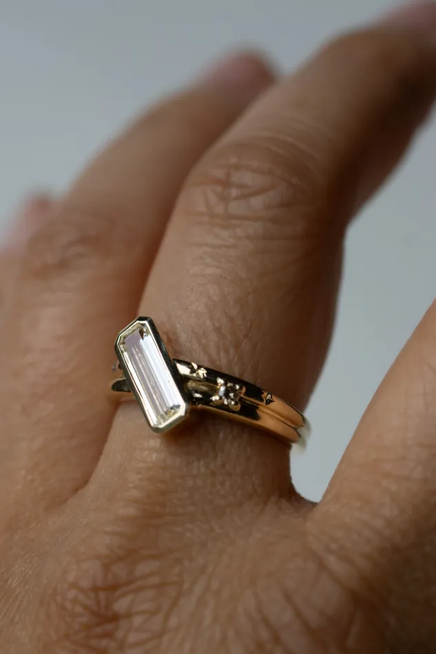 Kaleidoscope Ring 097tcw Pale Yellow EmeraldCut Sapphire readytoship Foe Dear Rings