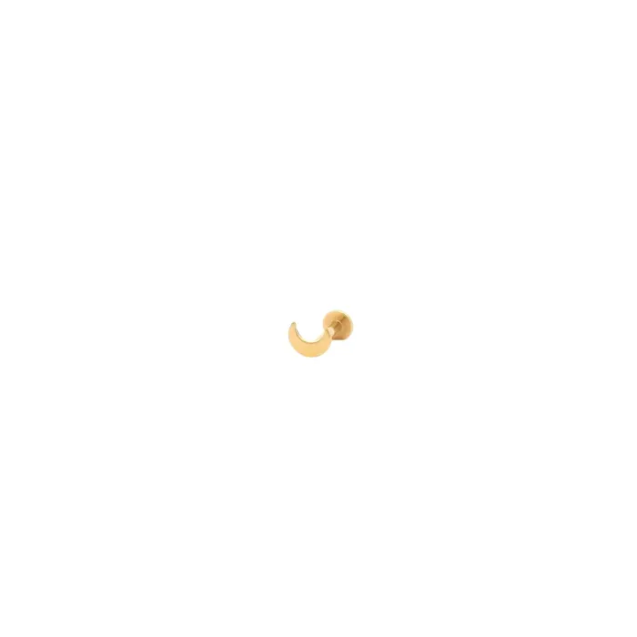 Kris Nations Earrings Crescent Moon Flat Back Single Stud Earring in 14k Gold