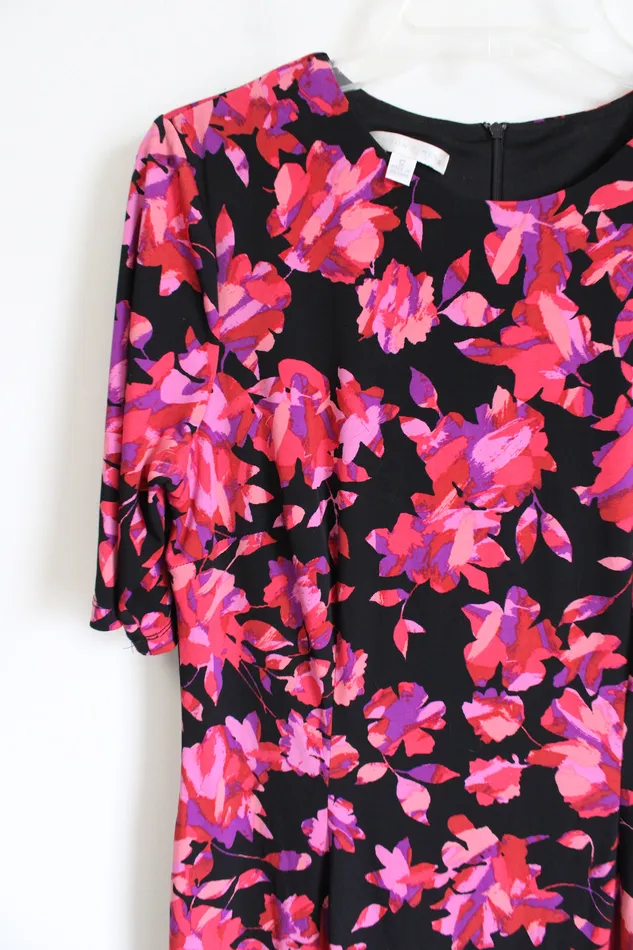 London Times Rings London Times Pink Black Floral Dress 12