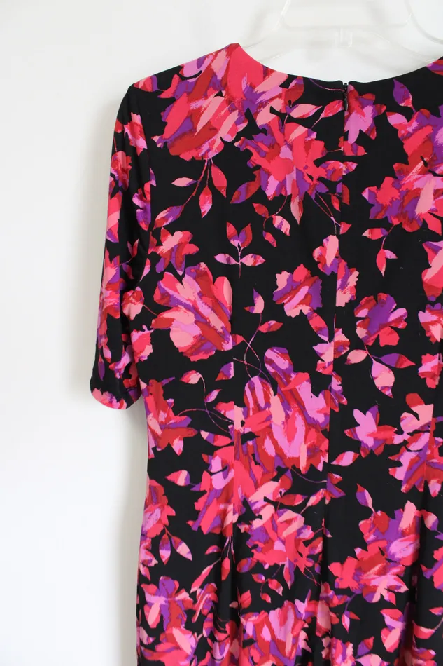 London Times Rings London Times Pink Black Floral Dress 12