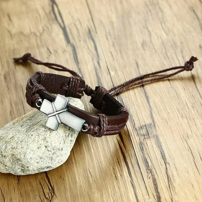 Lords Guidance Mens Cross Bracelet br Retro Bracelets