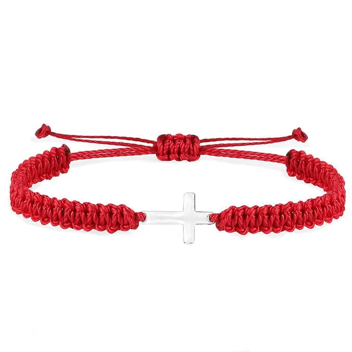 Lords Guidance Rings Braided Cross Bracelets br Red or Black Rope