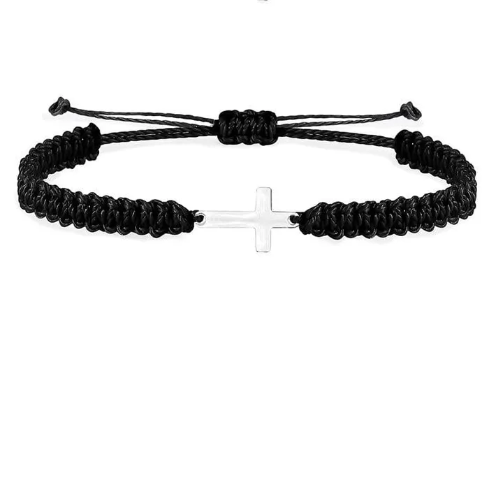 Lords Guidance Rings Braided Cross Bracelets br Red or Black Rope
