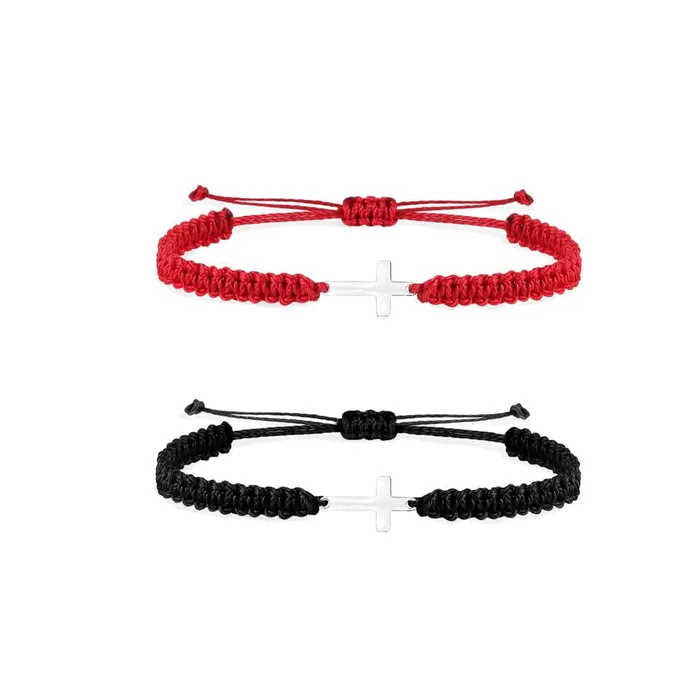 Lords Guidance Rings Braided Cross Bracelets br Red or Black Rope