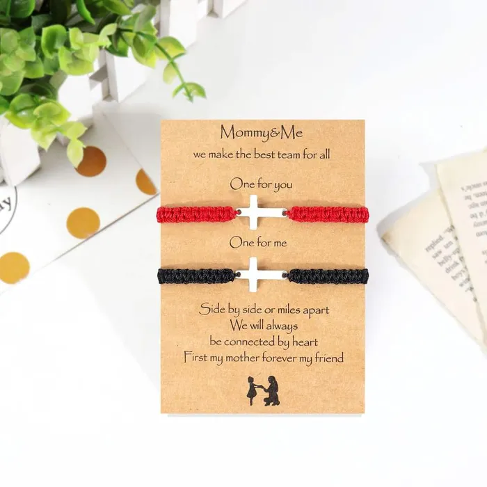 Lords Guidance Rings Braided Cross Bracelets br Red or Black Rope