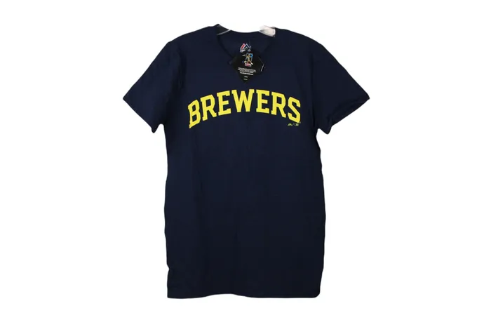 Majestic Earrings NEW Milwaukee Brewers Lorenzo Cain Tee S