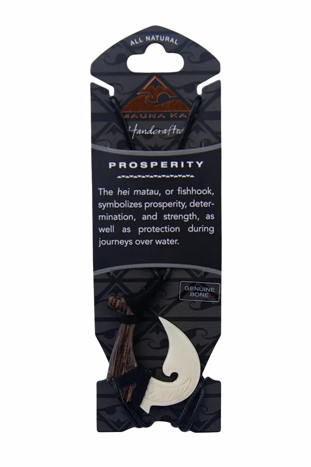 Mauna Kai Carved Black Wood Bone Fish Hook Necklace MADDENCORP Necklaces