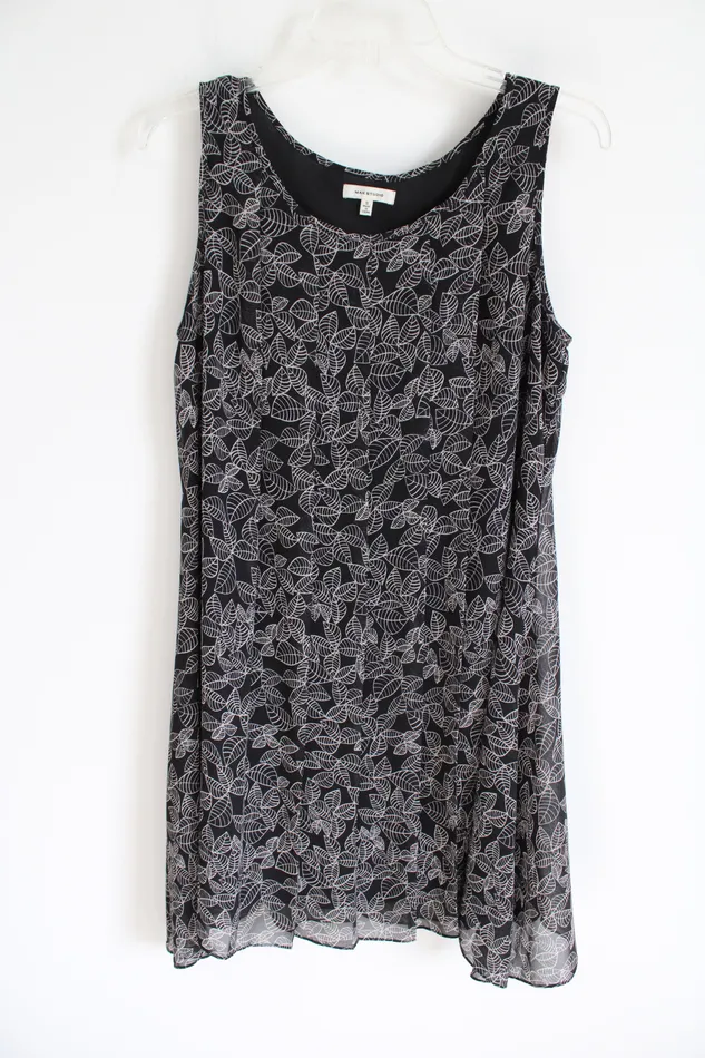Max Studio Black Leaf Chiffon Dress S Max Studio Necklaces