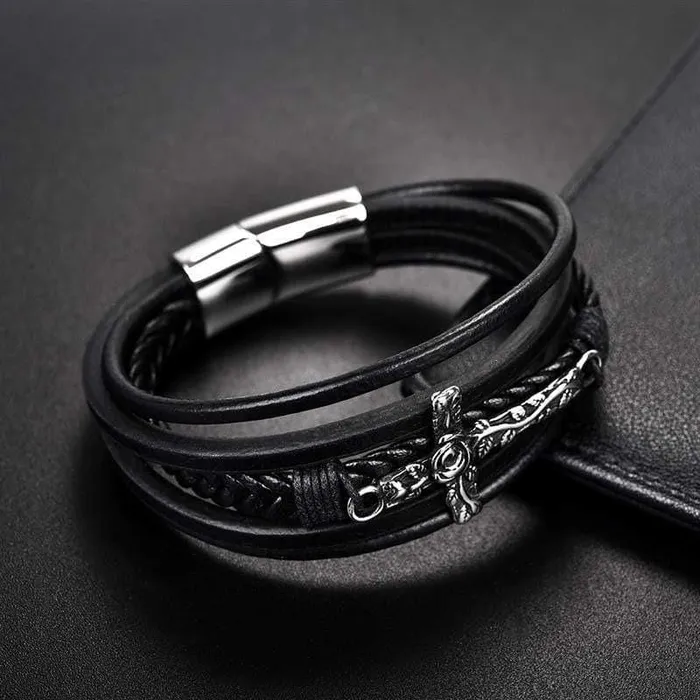 Mens Cross Braceletbr Black Cross Flower Lords Guidance Bracelets