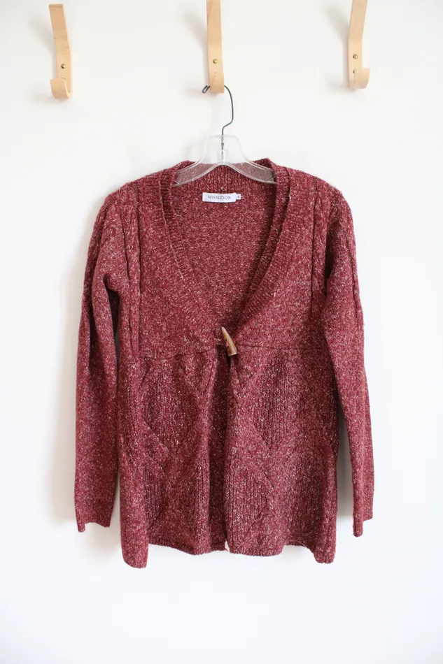 Miss Look Red White Marled Cardigan Sweater M Miss Look Rings