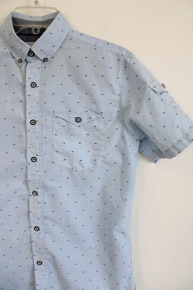 Modern Culture Modern Culture Blue Fish Patterned Top S Rings