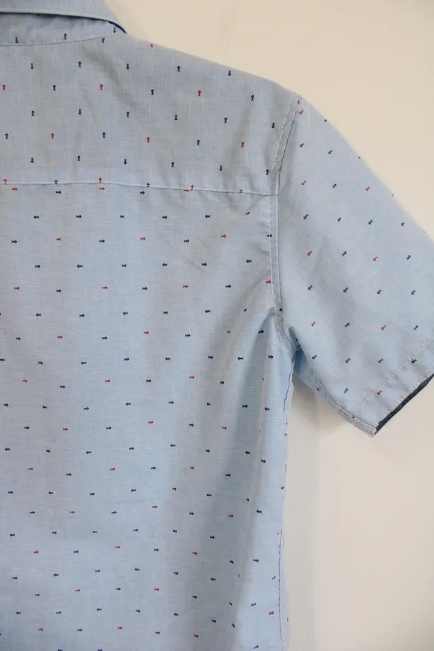 Modern Culture Modern Culture Blue Fish Patterned Top S Rings