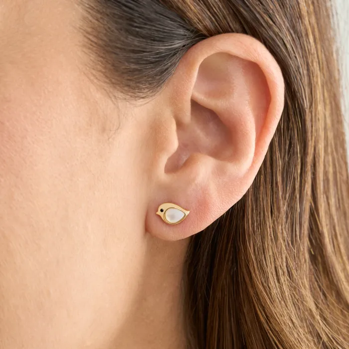 Necklaces Chadds Ford Jewelry Gold Sterling Silver Mother of Pearl Gemstone Birdie Studs