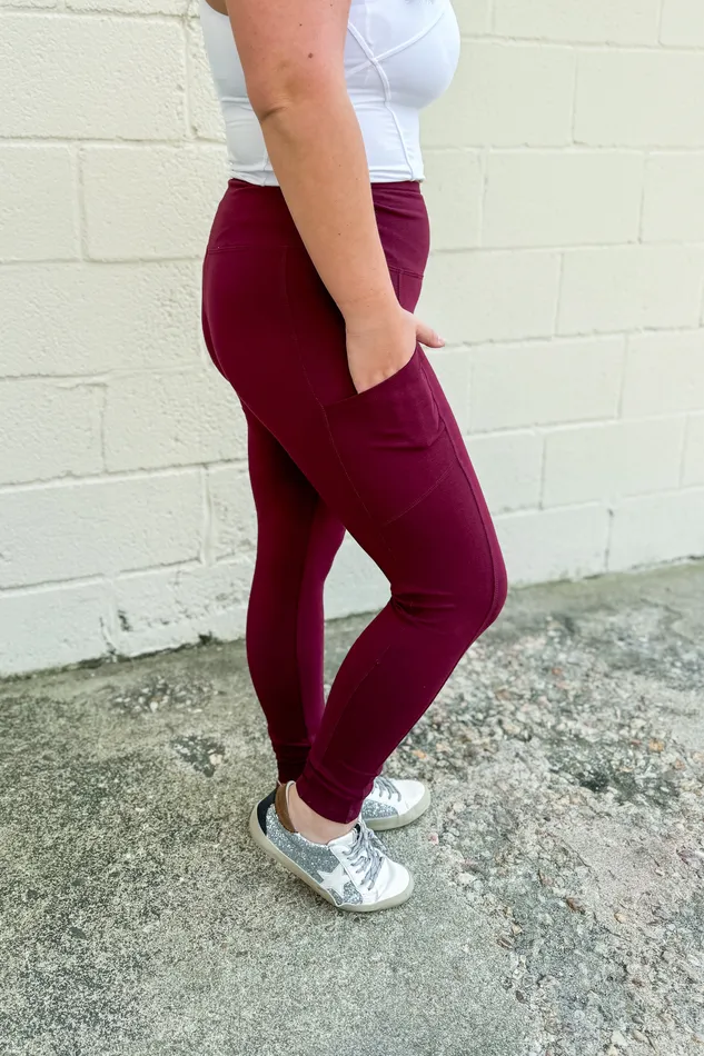 Necklaces DEAL Lounge All Day Leggings Burgundy Zenana