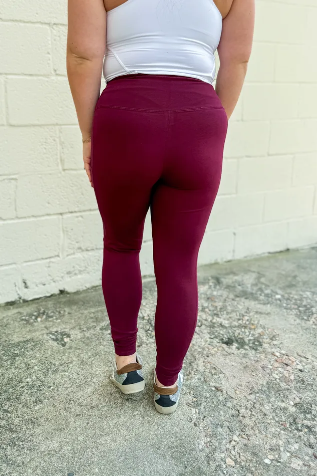 Necklaces DEAL Lounge All Day Leggings Burgundy Zenana